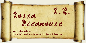 Kosta Mićanović vizit kartica
